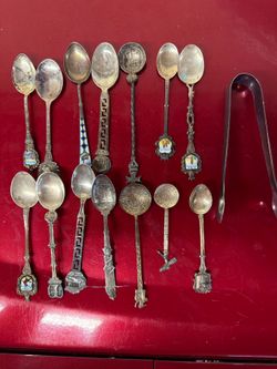 Lot of 15 Solid Silver Souvenir Spoons - 174.4g - Sold by Weight