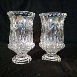 Vintage Lead Crystal Hurricanes Candle Holders