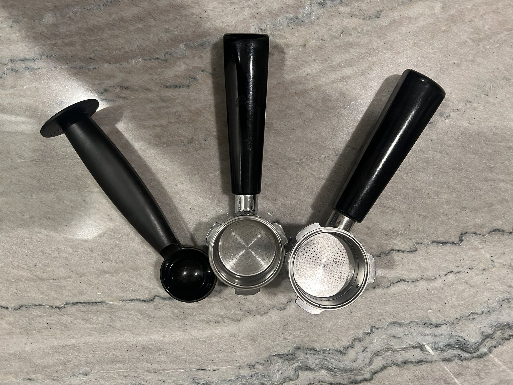 Portafilters and Tamper. Originally Used On Capresso Machine. 