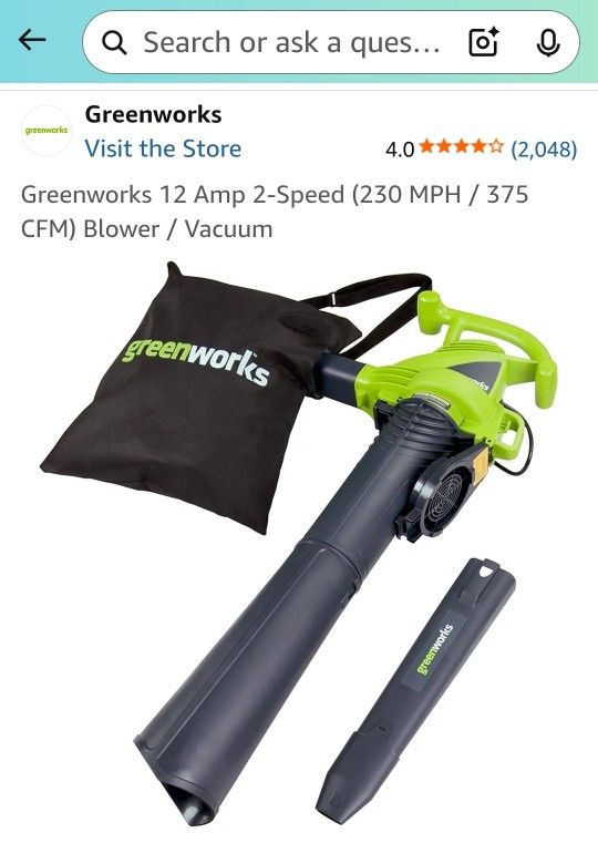 Greenwork Lawn / Leaf Blower And Vacuum