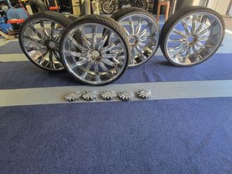 28 Inch Chrome Rims 5 Lug 5x4.5 and 5x5 Dual Pattern Fits Cars SUVs Trucks