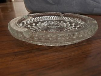 Clear pressed glass ashtray