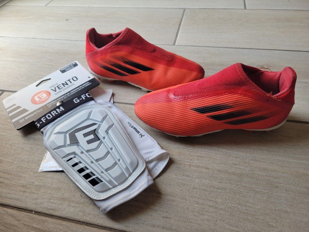 Cleats 1.5 & Small Shin Guards All For $45