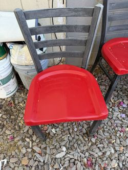4 Red and Black Chairs 16.5”W- 19”H