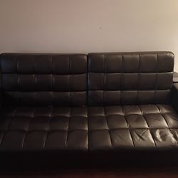Black Leather Sofa Bed $90
