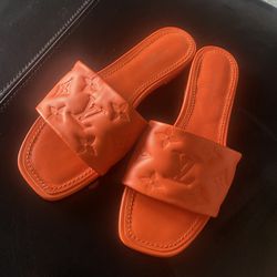 Orange Louis Vuitton Flat Sandals 