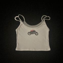 No Boundaries Vintage Moto Graphic Double Layer Ribbed Tank Top XS