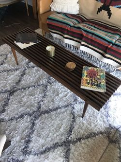 Vintage mid century modern slat bench table