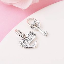 Heart And Key Charm Silver 925