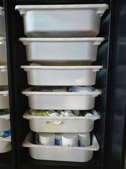 IKEA TROFAST ORGANIZING UNIT WITH 6 STORAGE BINS