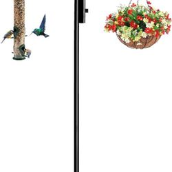 76 Inch Double Shepherd Hook Stand for Outdoor Birdfeeder, Adjustable Two Sided Garden Bird Feeder Pole Holder for Birdhouse Planter Solar Light Lante