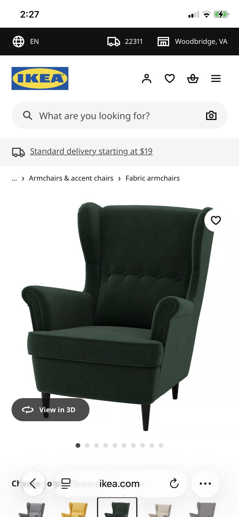IKEA Strandmon Green Armchair