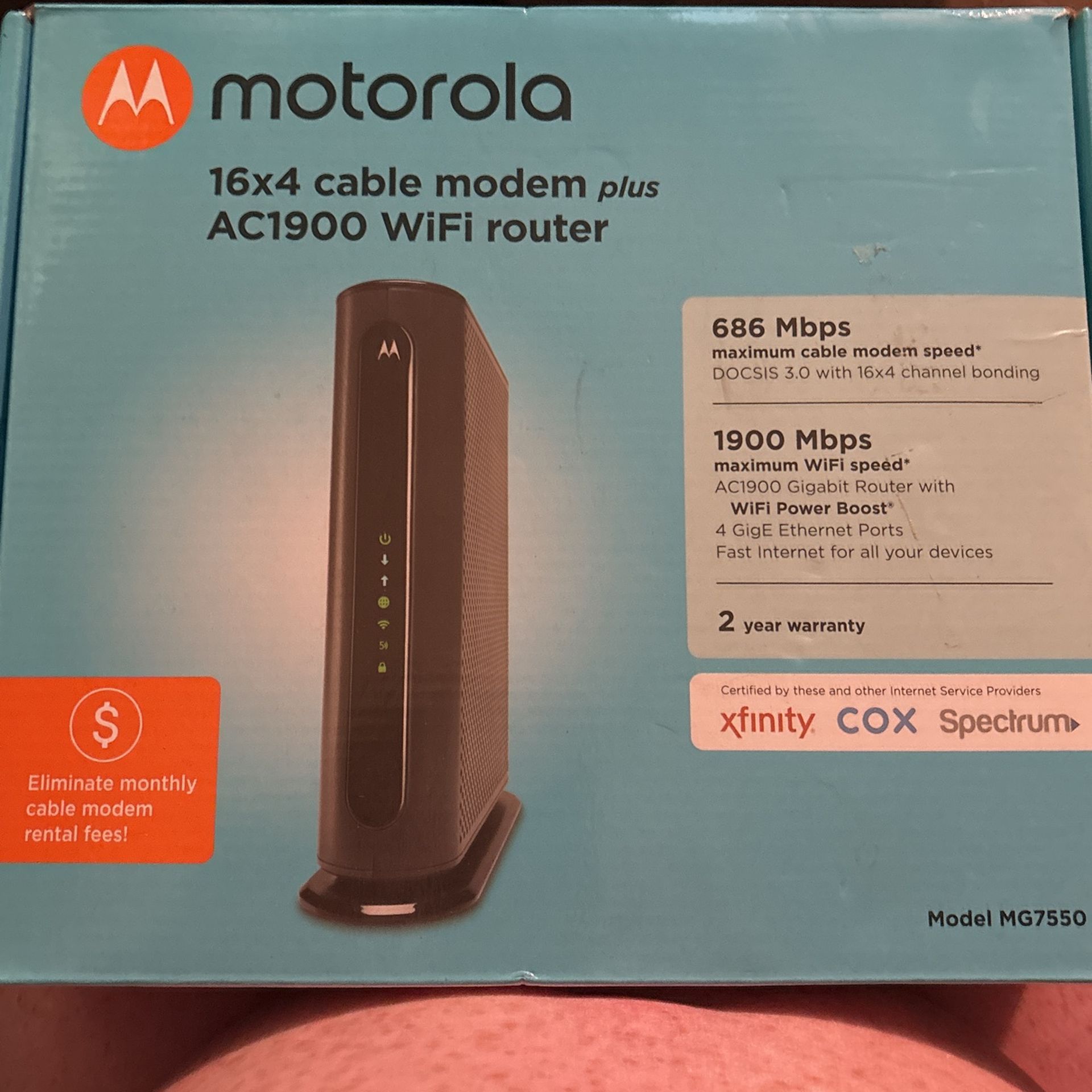 Motorola Cable, Modem, And Wi-Fi Router