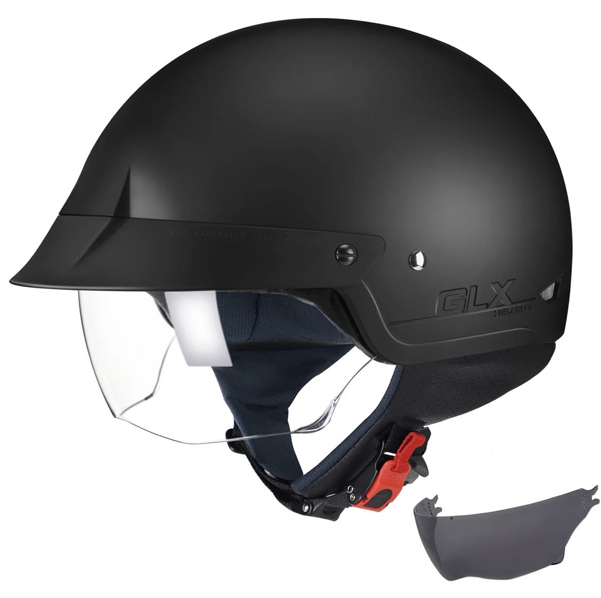GLX M14 Open Face Motorcycle Helmet - Matte Black
