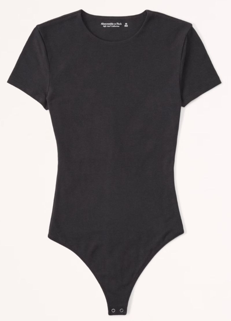 Abercrombie & Fitch Short Sleeve Cotton Blend Seamless Fabric Crew Bodysuit Size L