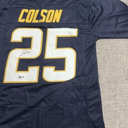 Junior Colson Signed Autograph Custom Jersey -Beckett Coa -LA Chargers 