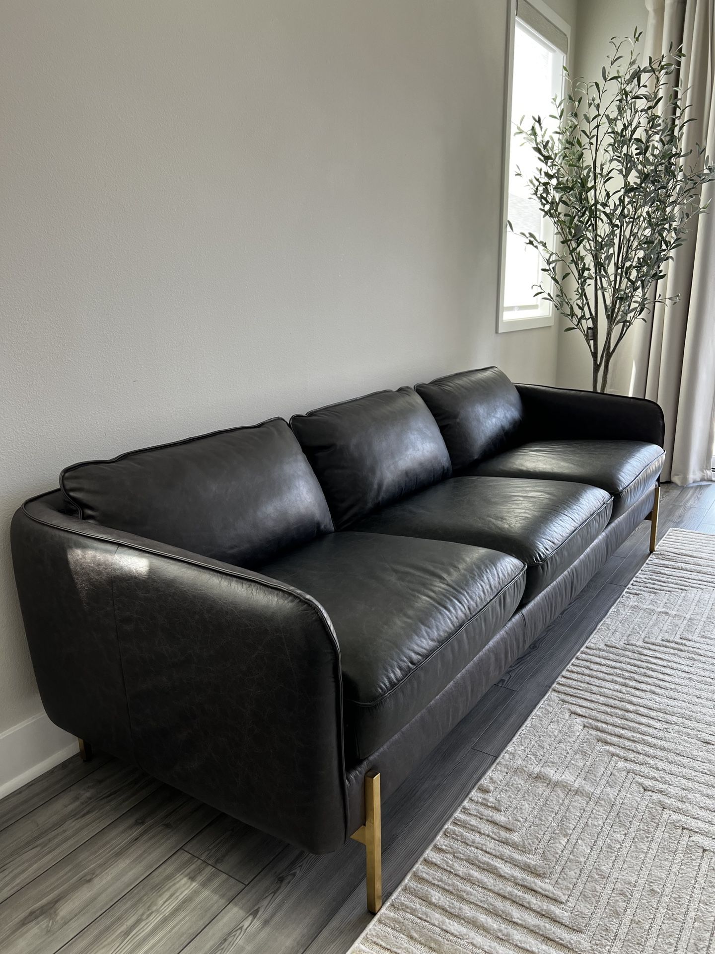 CB2 Hoxton Black Leather Sofa