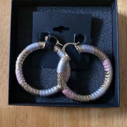 Earrings Large Tri Color HOOPS 