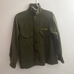 Vintage 50s WW2 US Army Gas Flap Wool Field Button Utility Shirt Size Large 