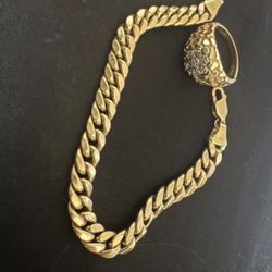 Set Bracelet And Ring Cuban Bracelet 10k Gold Ring 14k Gold 