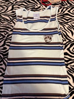 2000s teal striped tank top