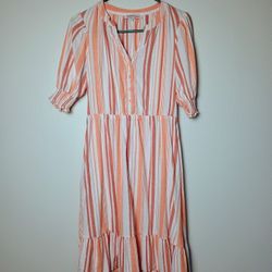 Harlow & Rose Striped Pelham Puff Short Sleeves Midi Dress size Medium