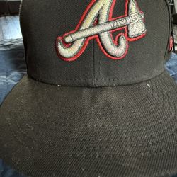 black and red atlanta braves fitted
