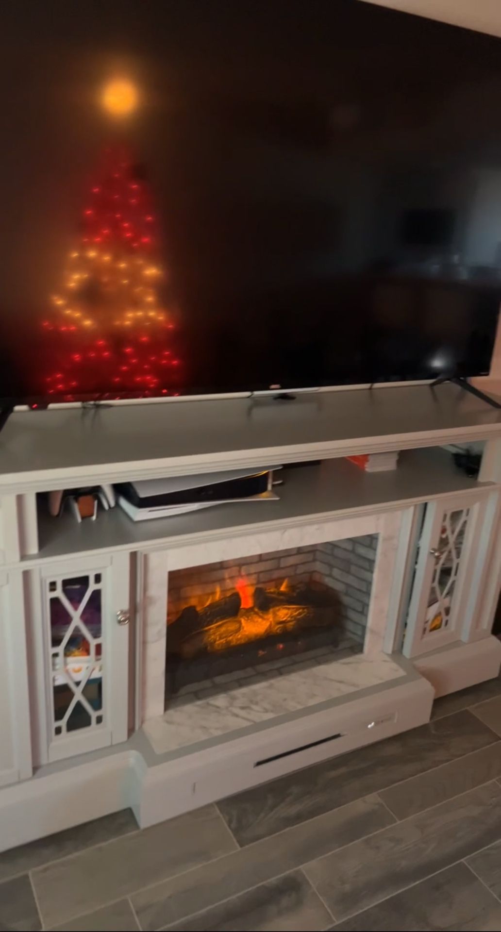 Parkbridge 68 in. Freestanding Electric Fireplace TV Stand in Light Gray