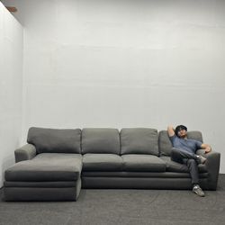 Living Spaces 2-piece Gray Sectional Couch - We Can Deliver And Setup