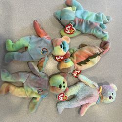 Beanie Baby, Rare, Peace, Bear Dash Tie-Dye Collection Lot