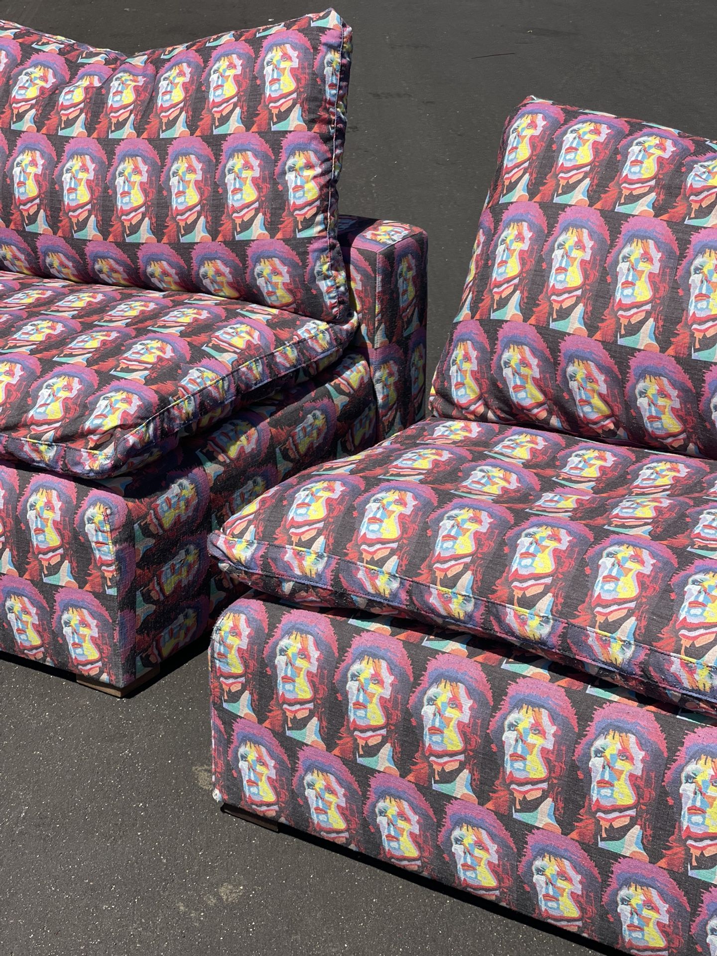 Vintage Custom Fabric David Bowie Chairs 