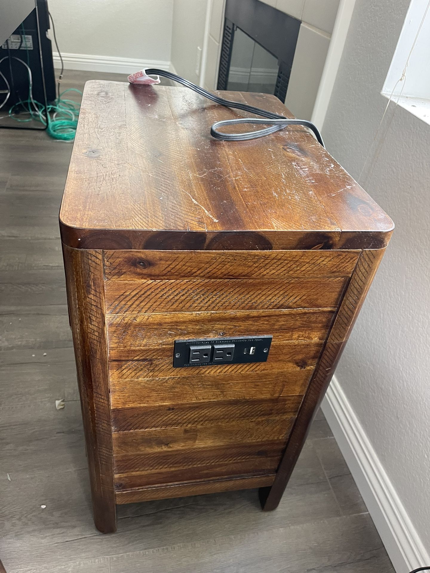Bed End Table With Charger And Electric Plug 