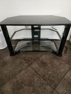 Black Glass 3-Tier TV Stand