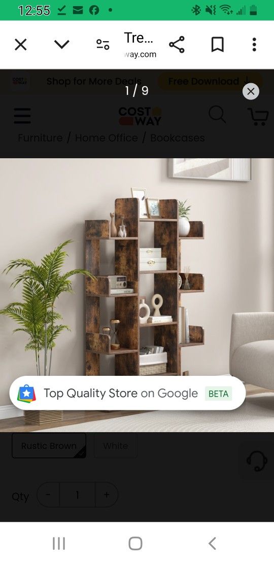 Tribesign 6 Tier White Tree Bookshelf