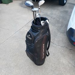 Nicklaus Leather Ultra Cart Bag And Clubs
