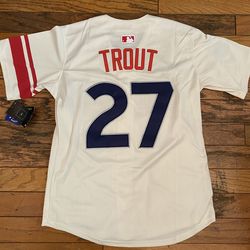 $45 White and City Los Angeles Angels Mike Trout Fully Stitched Jersey