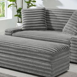 Grey Fluffy Sofa With Ottoman From Costco 