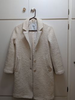 Abercrombie & Fitch Cream Fuzzy Teddy Coat - XS Petite