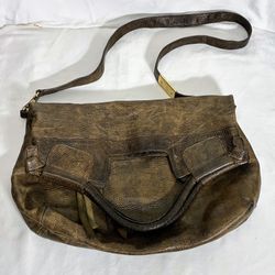 Foley + Corinna Mid City convertible tote bag in taupe with snakeskin-embossed leather finish.