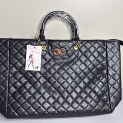 Gilda Paris Black Quilted Tote Bag