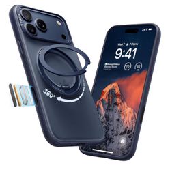 TORRAS for iPhone 17 Pro Case 360 Magnetic Durable Stand