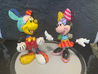 Disney Britto Mickey and Minnie Mouse Figurines (contact info removed) and (contact info removed) w/ Orig Boxes & Foam