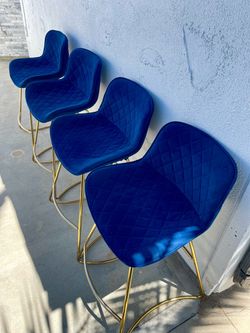 Blue Velvet Bar Stools
