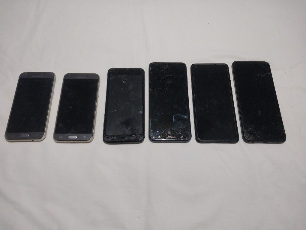 Lot of 6 Damaged Scrap Cellphones Smart Phone Smartphones