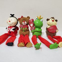 Valentine's Day Dangle Legs Shelf Sitter Set Ladybug, Bear, Frog Monkey Set of 4