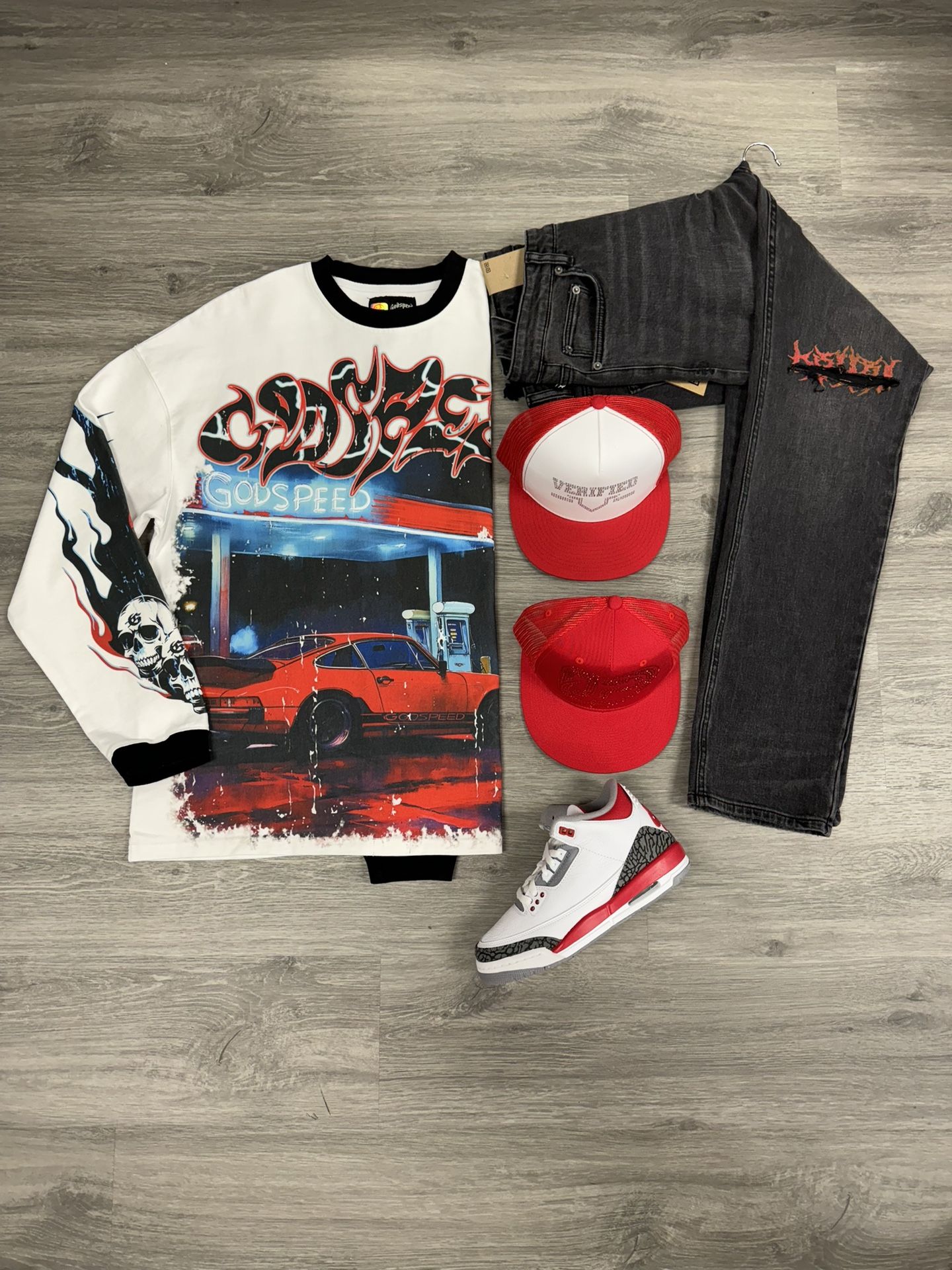 Mens Jordan Retro 3 Jeans Mens God Speed