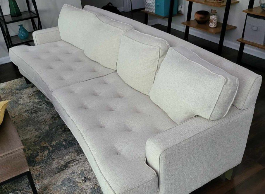 Havertys Tufted White Sofa 