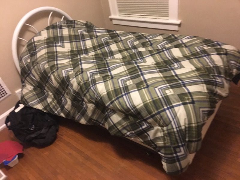 Twin bed, mattress and frame