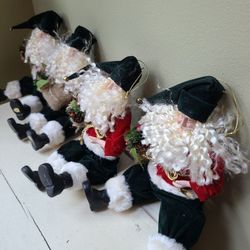 Bendable Santa w Sack Christmas Ornament Decor.set4