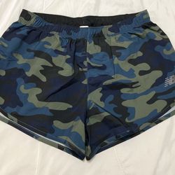 New Balance Green Camo Fully Lined Shorts Size M